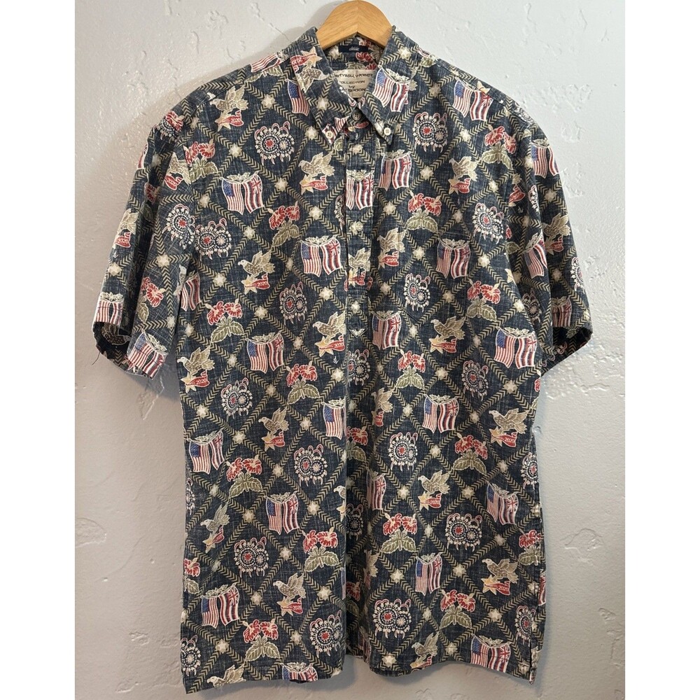 Reyn Spooner x Dietrich Varez Button Shirt Patriot USA Flag Eagle Small 2020